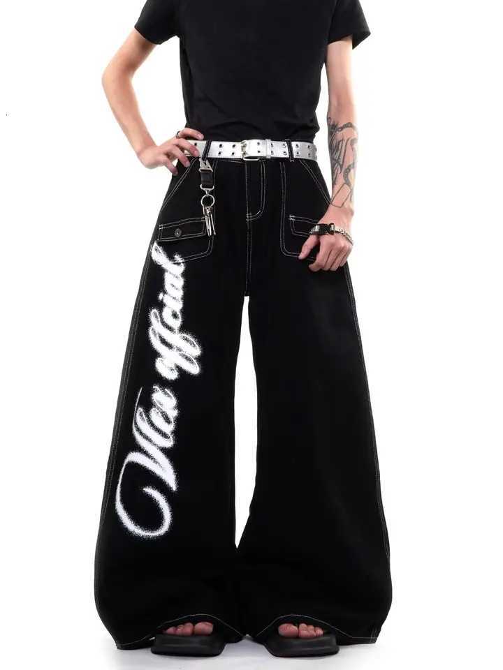 Men's Jeans Loose Straight Leg Jeans Men's Streetwear Gothic Angel Wings Print Hip Hop Y2K Denim Large Size Jeans Casual Wear H260924 - view 4