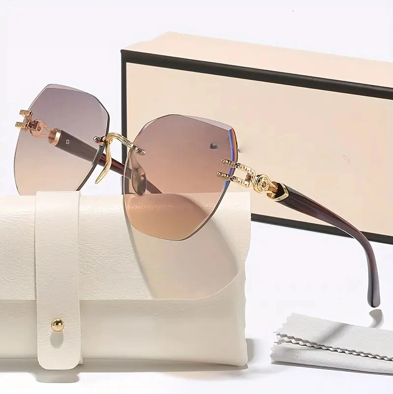 Luxury Fashion Designer Sunglasses European And American Style Ins Fashion Frameless Cut-Edge Gradient Sunglasses, Light Luxury, Elegant, Unique, Tren - view 6