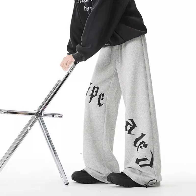 Men's Jeans Spring Goth Letter Printed Baggy Straight Leg Trousers For Man Hip Hop Fashion Cotton Sports Pants Y2K Vintage Pantalones Hombre H260 - view 7
