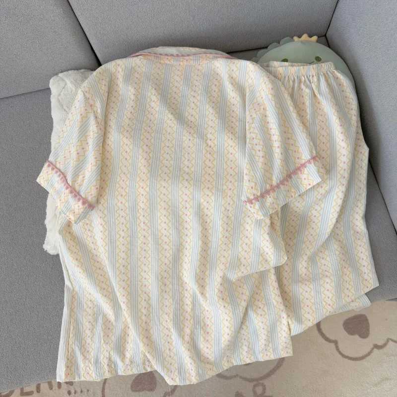 Women's Sleep Lounge New Spring Autumn Stripes Homwear Dachshund Embroidery Pajamas Women's Pajamas Collared Short-Sleeved Casual 3 Piece Pa - view 7
