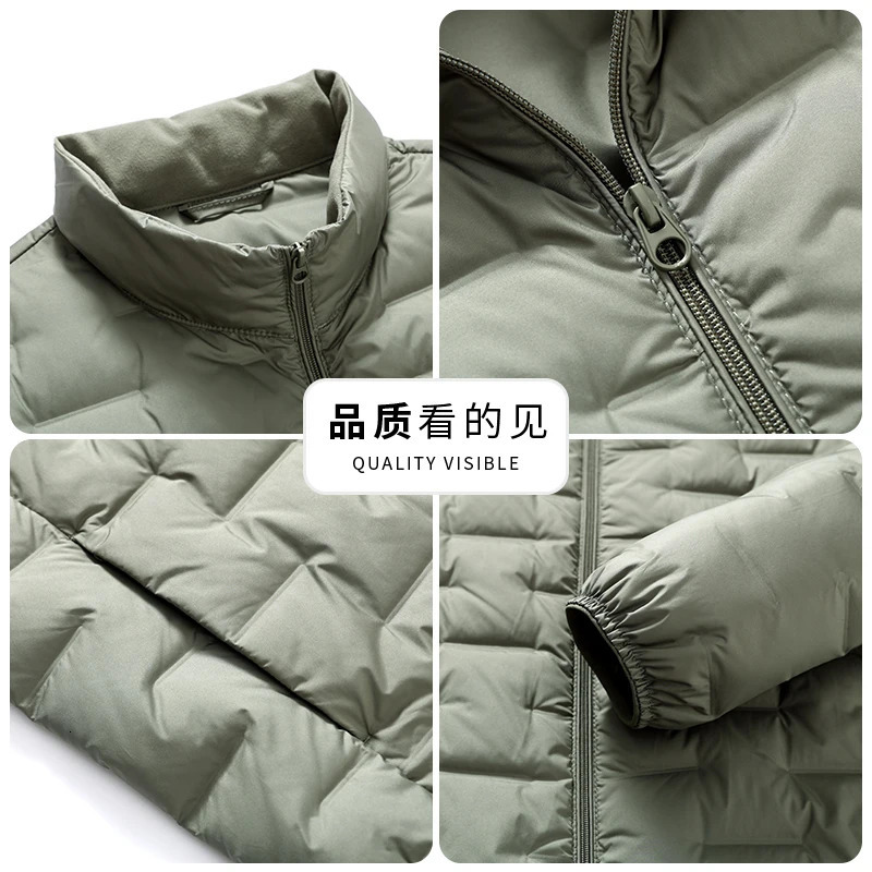 Winter 90% Duck Down Jacket Cycling Sports Stand-up Collar Warm and Lightweight Men's Solid Color Breathable Down Jacket 260923 - view 6
