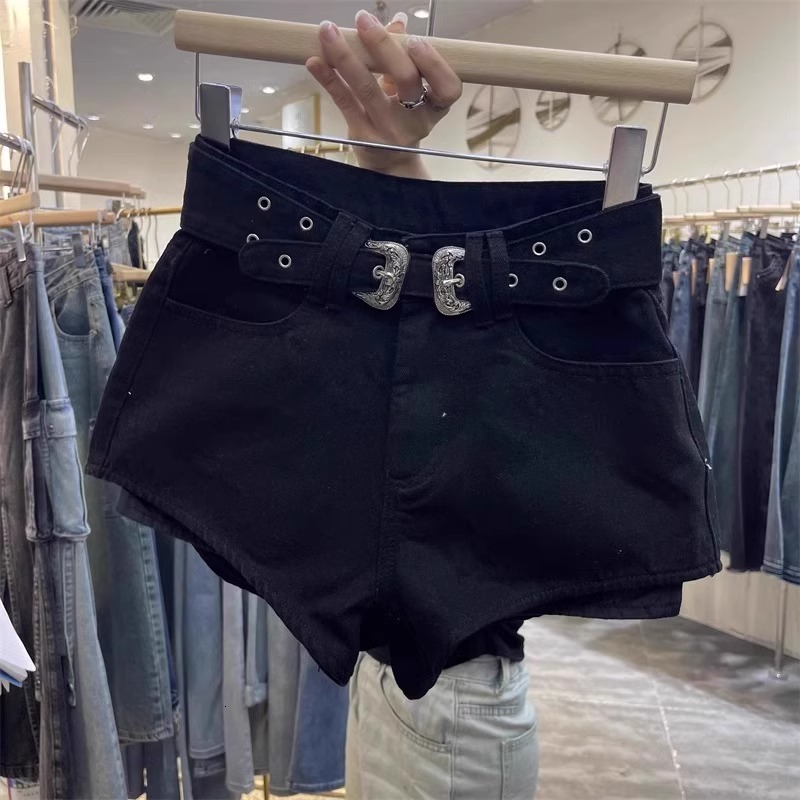 Retro Brown with A Cut Waistband High Waist Personalized Fashion Wide Leg Hot Pants Shorts Women - view 7