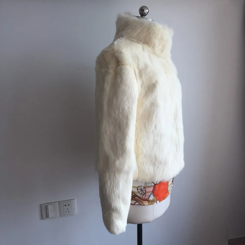 Women Rabbit Fur Mandarin Collar Coat Natural Pure Genuine Whole Skin Fur Jacket Full Pelt Fur Customize WSR61 260922 - view 6