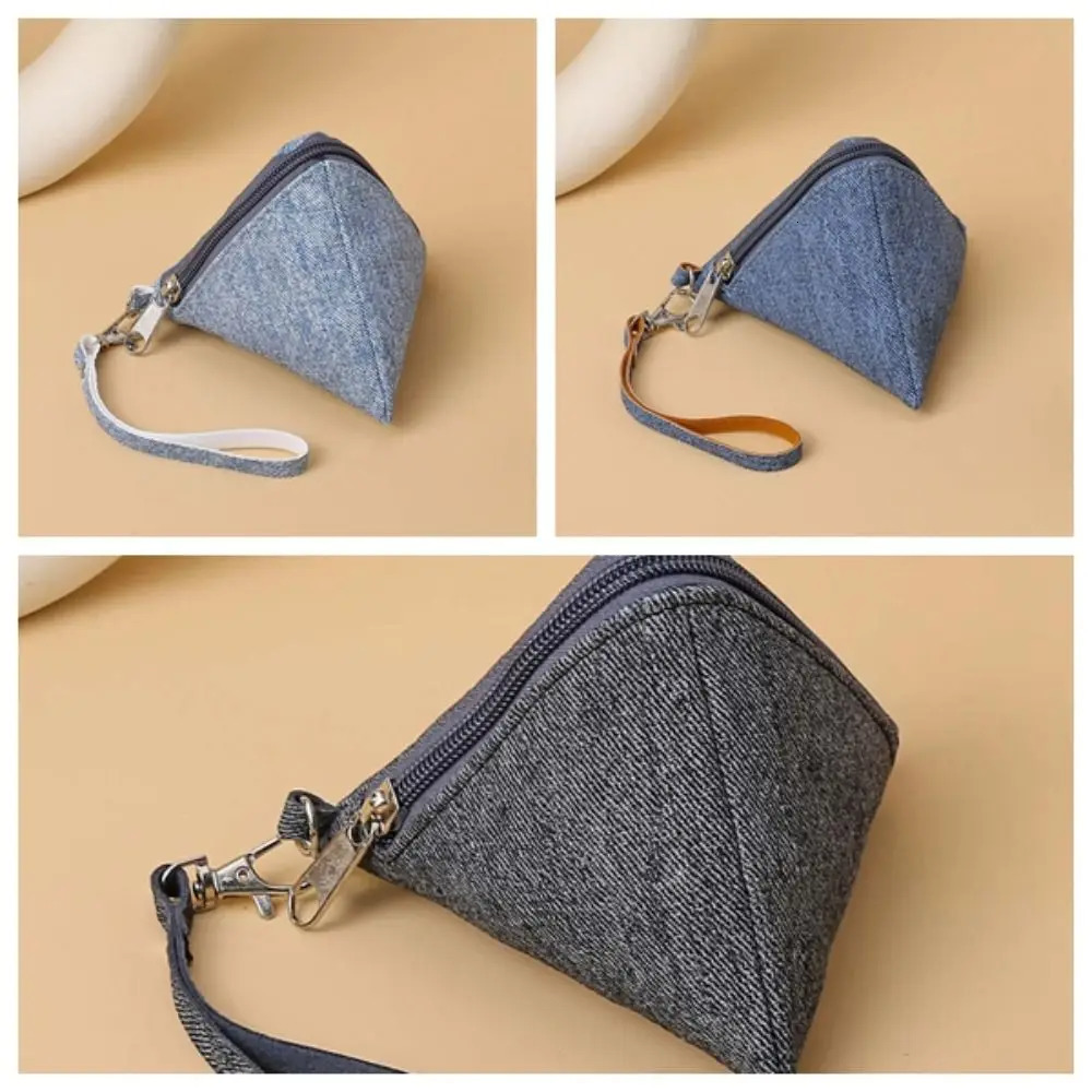 Polyester Denim Zongzi Pendant Pouch Chinese Style Solid Color Triangle Cloth Hanging Bag Antilost Mini Coin Purse Key Chain 260924 - view 7