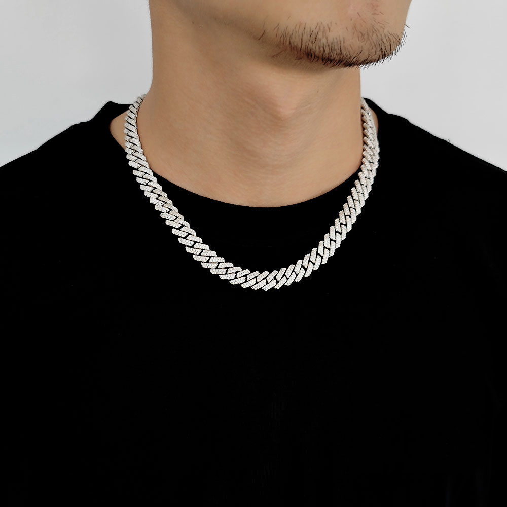 925 Silver 10mm 2 Rows Moissanite Cuban Link Chain Bling Iced Out Pass Diamond Tester VVS Sterling Silver VVS Necklace - view 7