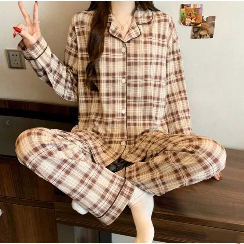 Women's Sleep Lounge Sweet Cute Korean Style Cherry Letter Print Women's Pajamas Set Causal Homewear 2PCS/Set Women Lapel Neck Long-Sleeved  - view 7