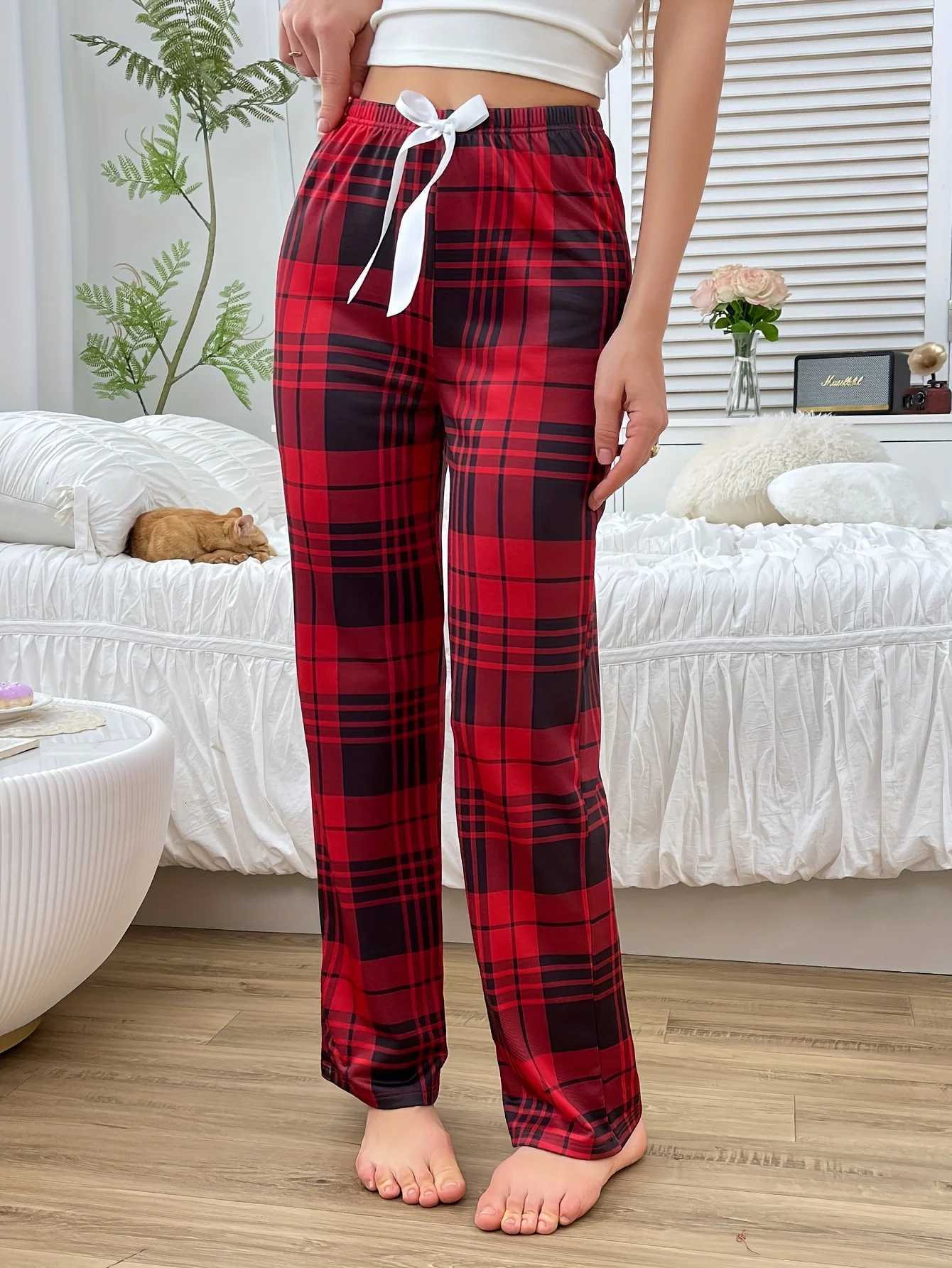 Women's Sleep Lounge Single Pair of Autumn Women's Pajamas Women's Casual Plaid Printed Pajamas Single Pants That Can Be Worn Outside H - view 7