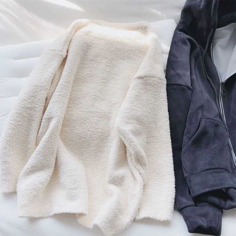 Women's Sleep Lounge Women's Fluffy Pajamas Tops Round Neck Solid Long Sleeve Pullovers Sleep Shirt Warm Thickened Comfort Soft Homewear H26 - view 4