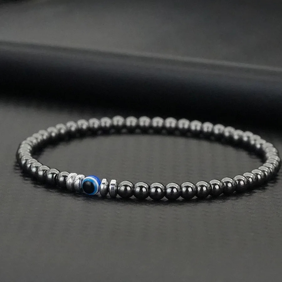 Simple Turkey D Bracelet Men Women 4mm Natural Turquoises Hematite Obsidian Stone Elastic Braclet Meditation Homme Joias 260924 - view 7