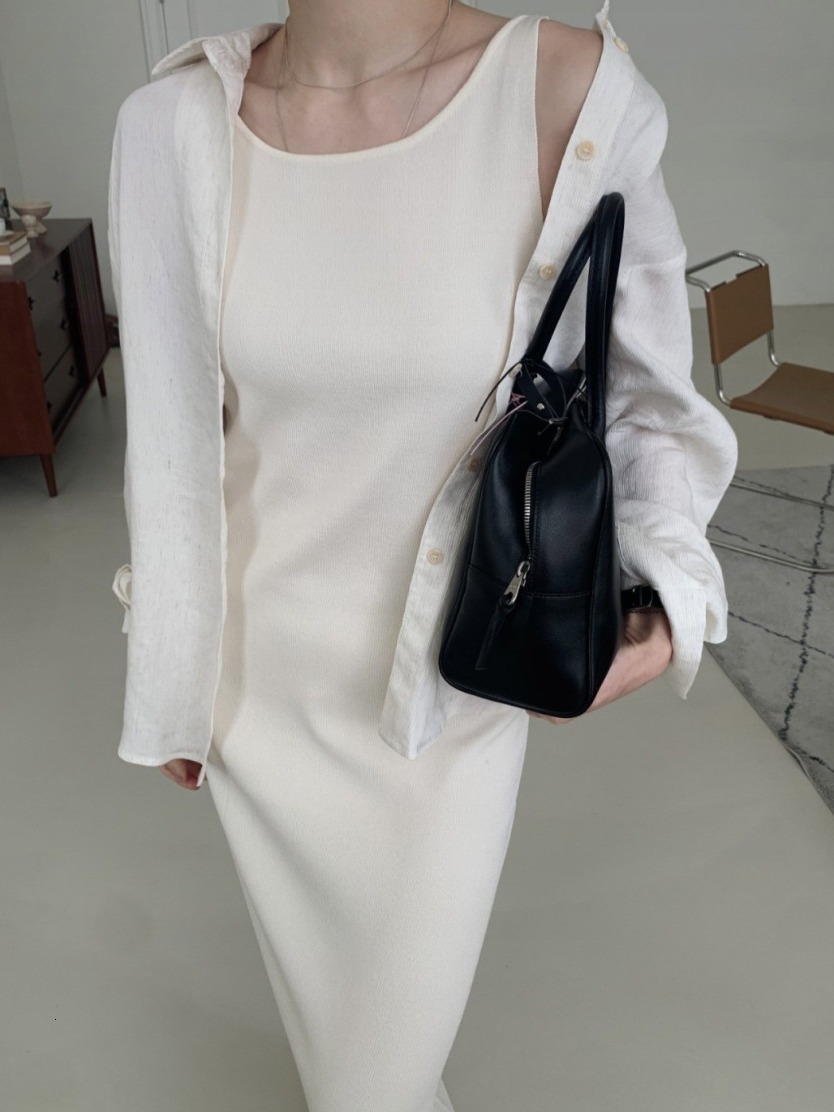 Elegant Summer New Color round Neck Sleeveless Slim Fit Knitted Vest Dress Women's Fashion Korean Style Inner Wear - view 3