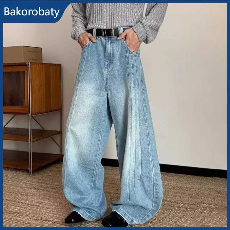 Men's Jeans 2026 New Vintage Washed Side Stripe Jeans For Man Y2K Streetwear Patchwork Design Baggy Denim Pants Casual Punk Straight Jean H260924 - view 4