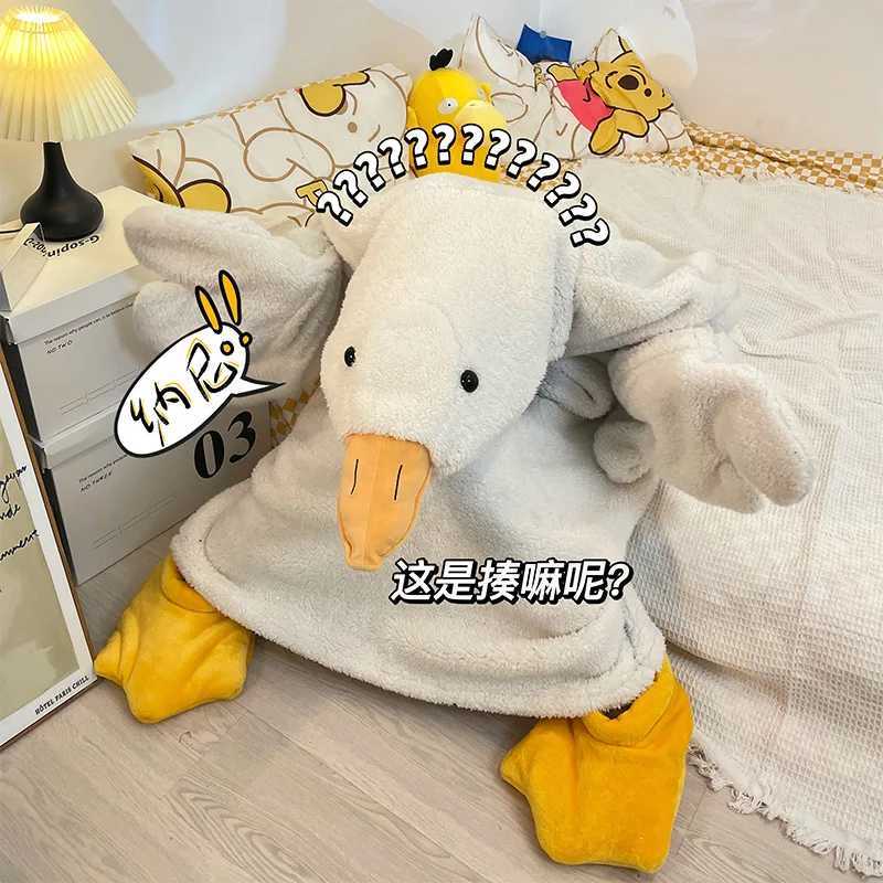 Lounge Women's Sleep Hot Thicken Coral Fleece Hooded Robe Big Goose Nightgown Funny Goose Couple Cute Cartoon Sleepwear Cosplay Duck Home Clothes - view 4