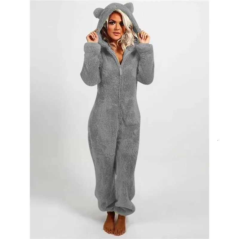 Women's Sleep Lounge Women's Clothing Onesie Autumn/Winter Plush Jumpsuit Hooded Pajamas Large Size Warm Sleepwear for Winter Nightwear H260 - view 4