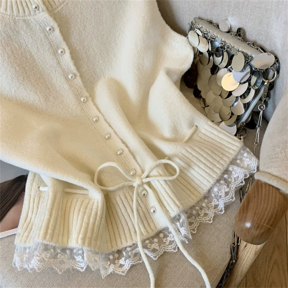 2026 Korean Fashion O Neck Solid Spliced Lace Strap Sweater Loose Casual Soft Preppy Style Outwear Vest for Women tops - view 4