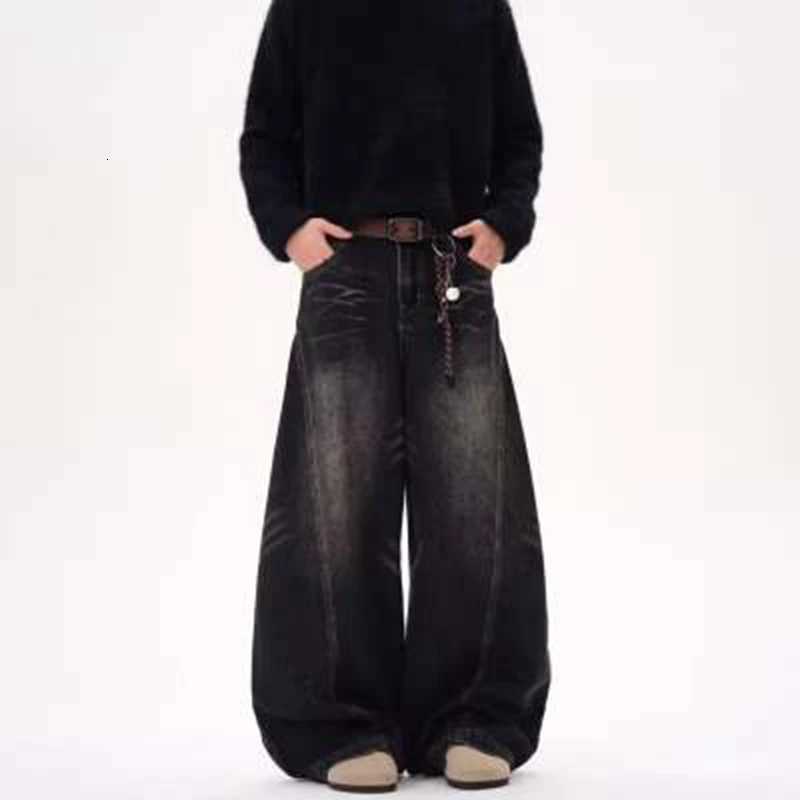 Men's Jeans 2026 Vintage Black Washed Baggy Jeans Pants Men Wide leg Curved Blade Pants Streetwear Cowboy Casual Denim Straight Trousers H260924 - view 3