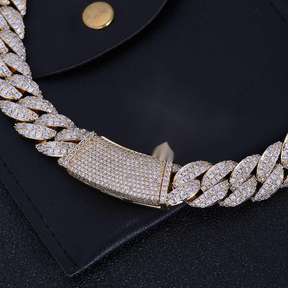 2026 new style Hip Hop Jewelry Silver Sparkling Diamond Cuban Link Chain Curved Clasp Design Full Diamond Cuban Chain Necklace for Men - view 4