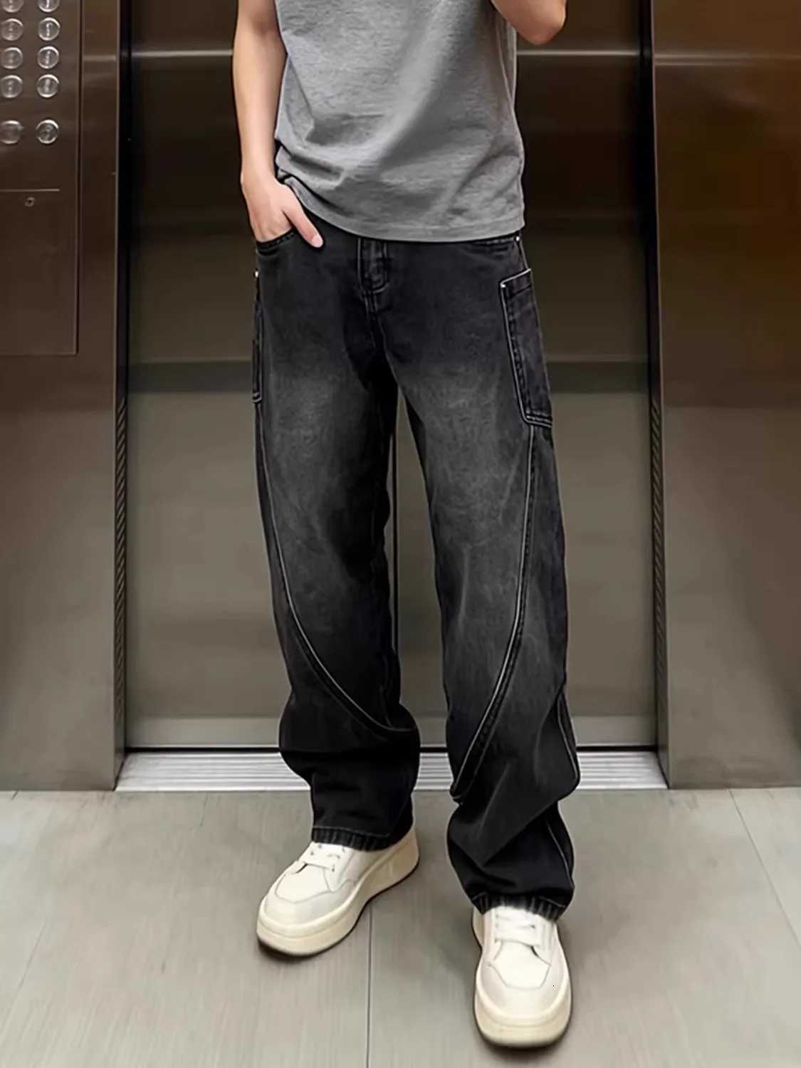 Men's Jeans Y2k New Baggy Jeans Men Women Hip Hop Harajuku Trousers Wide Leg Denim Pants Men's Jeans Streetwear Korean Oversized Cargo Pants - view 6