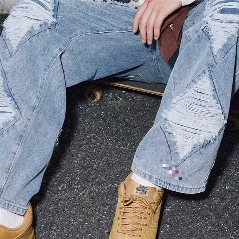 Men's Jeans Spring High Street Fashion Baggy Ripped Jeans For Man American Casual Retro Straight-Leg Denim Pants Hip Hop Distressed Y2K Jean H260 - view 6