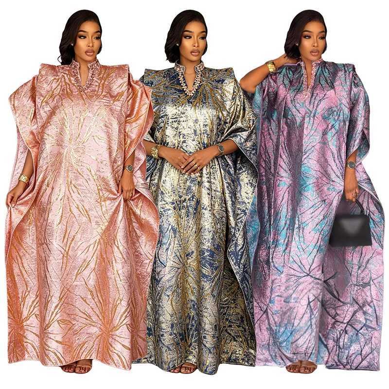 Sleep Lounge Women's Turkey Luxury Wears For Ladies African New Autumn Winter V Collar Studded Long Robe Women's Plus Size Dress African Dre