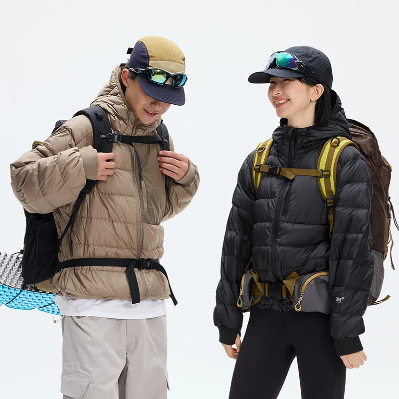 Unisex Camping Hooded 90% White Duck Down Jacket with 3M Fluorine-Free Water-Repellent Lightweight for Outdoor Casual Wear 260923 - view 4