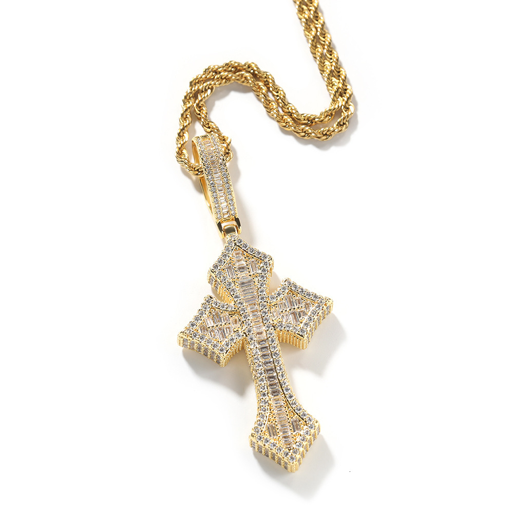 New Moissanite Cross Pendant Necklace Hip-hop Rap Trend Men's Necklace Accessories Wholesale - view 3