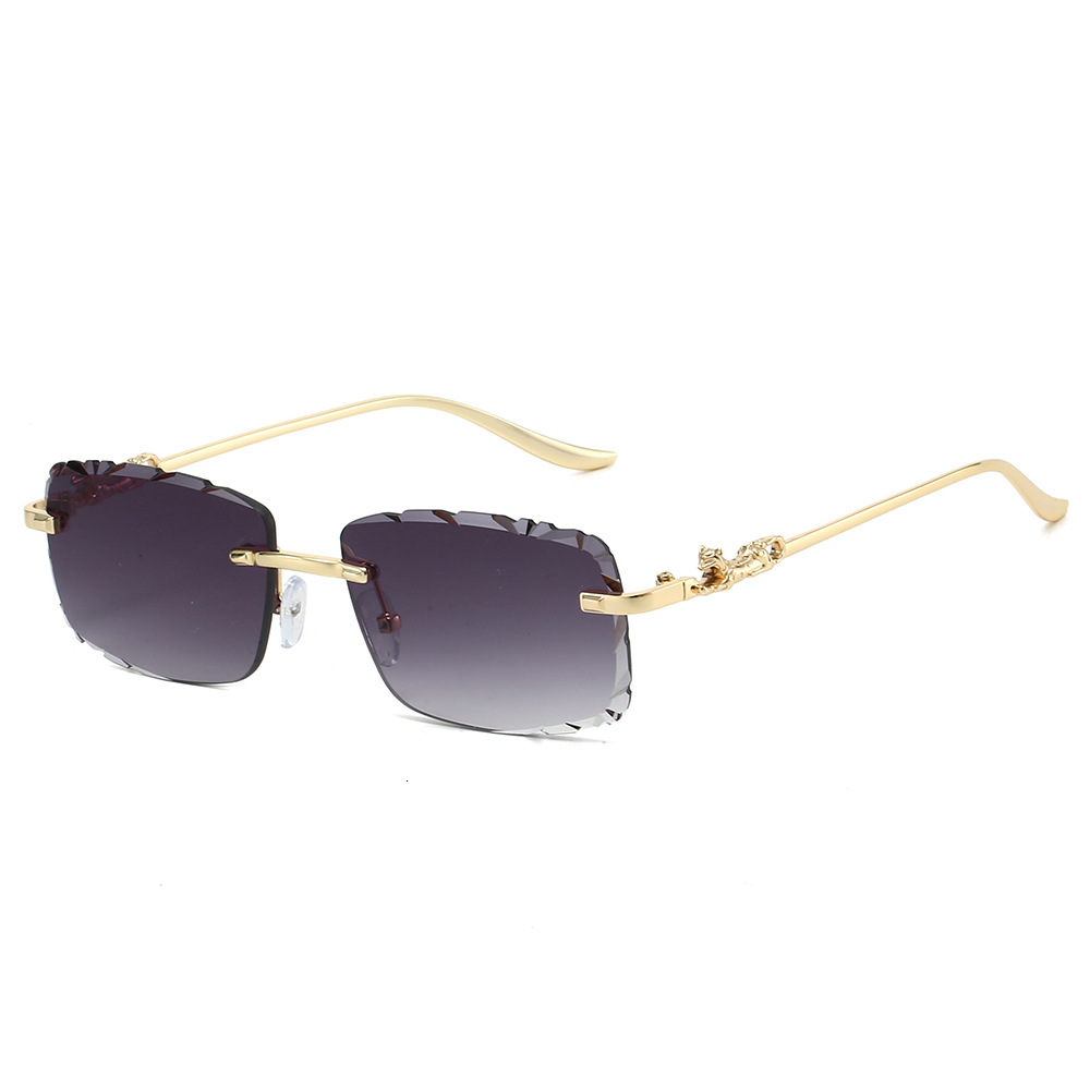 High-End Designer Sunglasses Decorative Personalized Rimless Colorful Men's Retro Leopard Head Sunglasses Fashionable - view 4