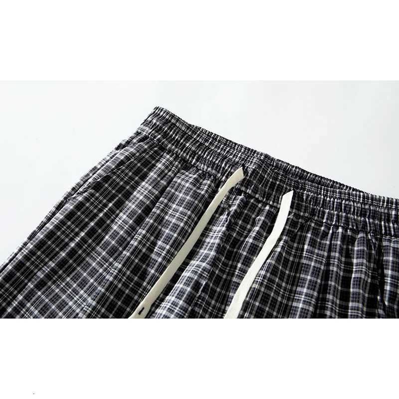 Men's Pants Casual Plaid Pants Men Elastic Waist Summer Thin Straight Leg Full Length Trousers Street Outdoor Sportpants D260924 - view 6