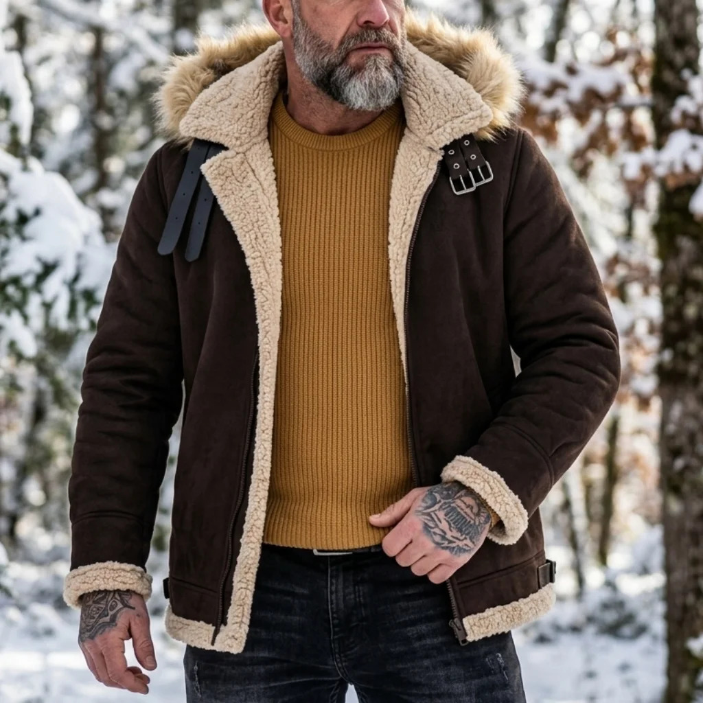 2026 Men's Faux Suede Fur Fleece Hooded Jacket Warm Casual Hiking Coat S5XL Outdoor Winter Outerwear Soft Man's Jackets 260922 - view 7