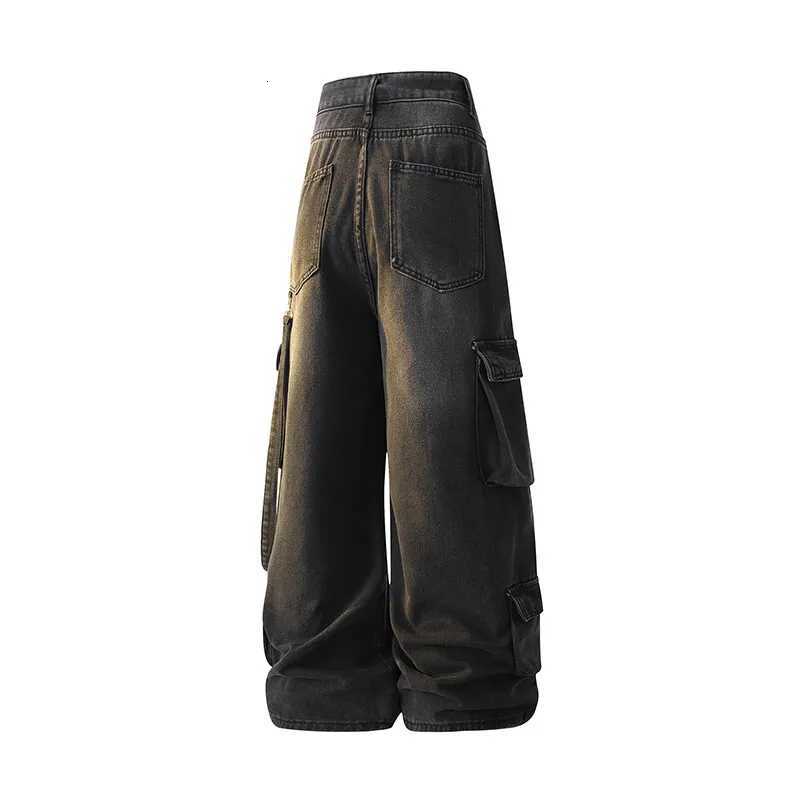 Men's Jeans Multi-poCKet Design High-street Cargo Pants Women 2025Wide-leg Washable High-waisted Jeans Baggy Trousers H260924 - view 4