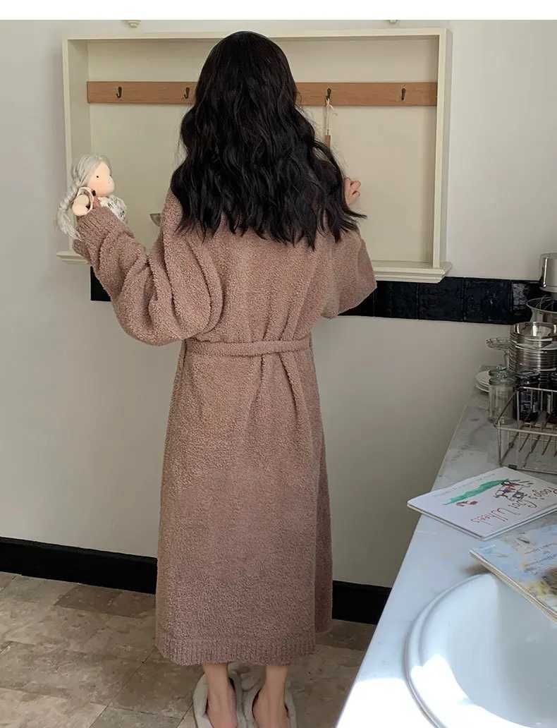 Lounge Women's Sleep Soft Coral Fleece Striped Open Cardigan Belted Long Sleeve Cute Robe Loose Sleepwear Home Clothes for Women Youth All Season - view 7