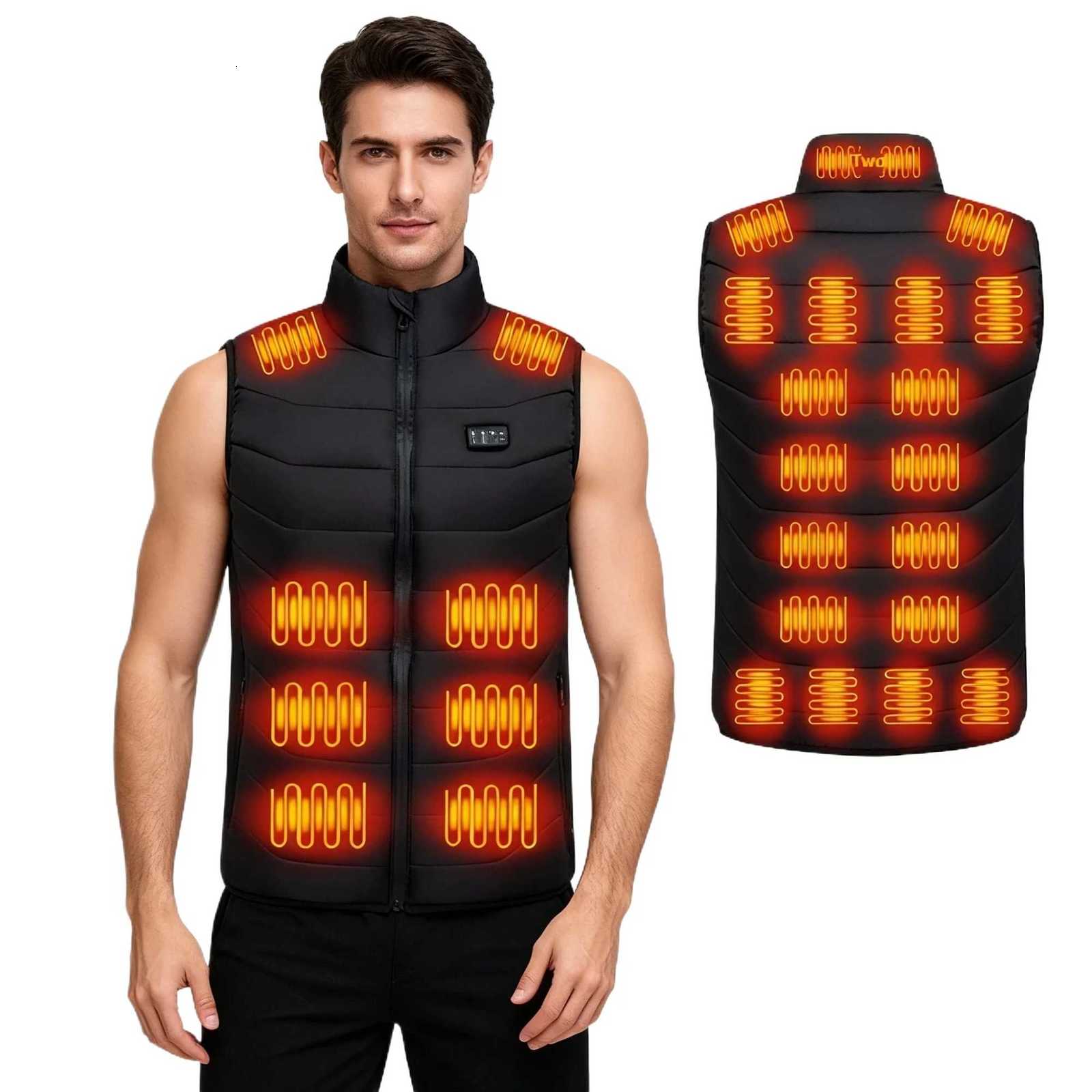 Jackets Hoodies 28 Zones Outdoor Heating Vest for Men Smart Electric Heated Vest USB Winter Thermal Auto Warm Jacket for Outdoor Working Vest for Wome