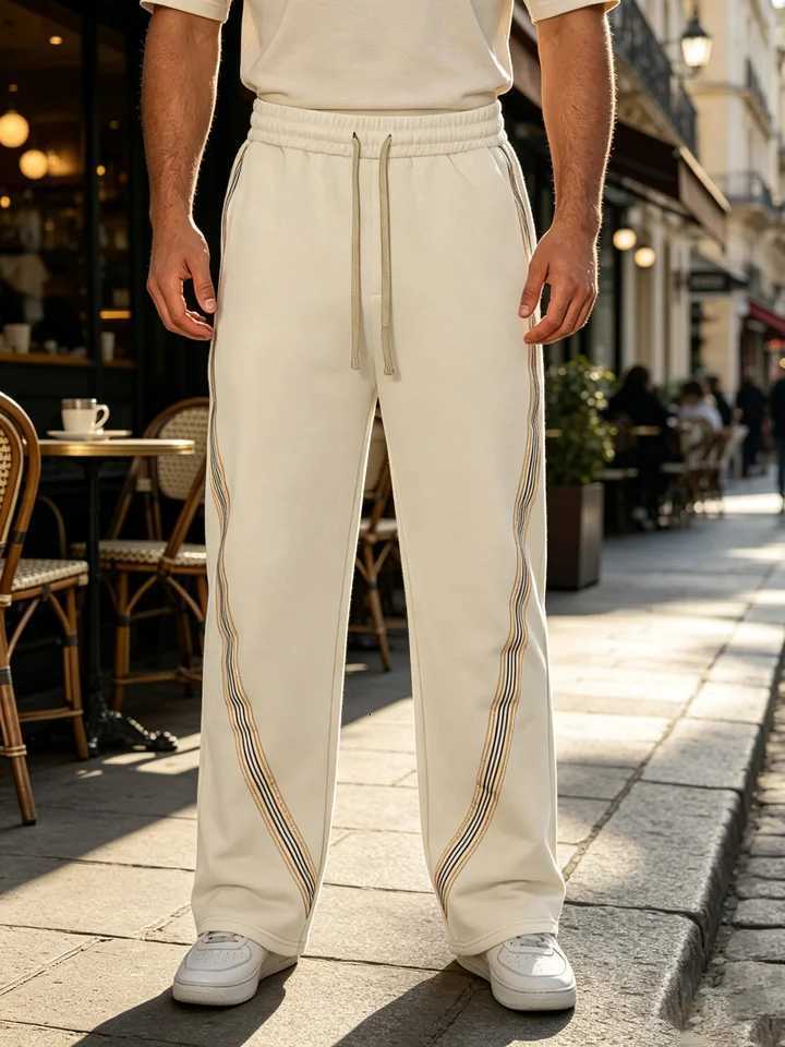 Men's Pants Men Striped Side Track Pants Elastic dr1 Waist Sweatpants Straight Leg Joggers Streetwear Loose Sport Pants Daily Workout D260924 - view 6