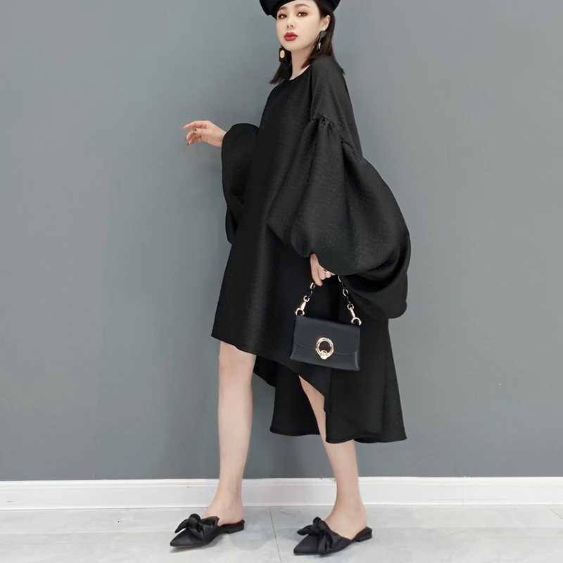 Sleep Lounge Women's New Winter Lantern Sleeve Long Back Design Woman Black Dress Loose Fit Chic Very Big Size Casual Streetwear Large Robe JKXD1 - view 5