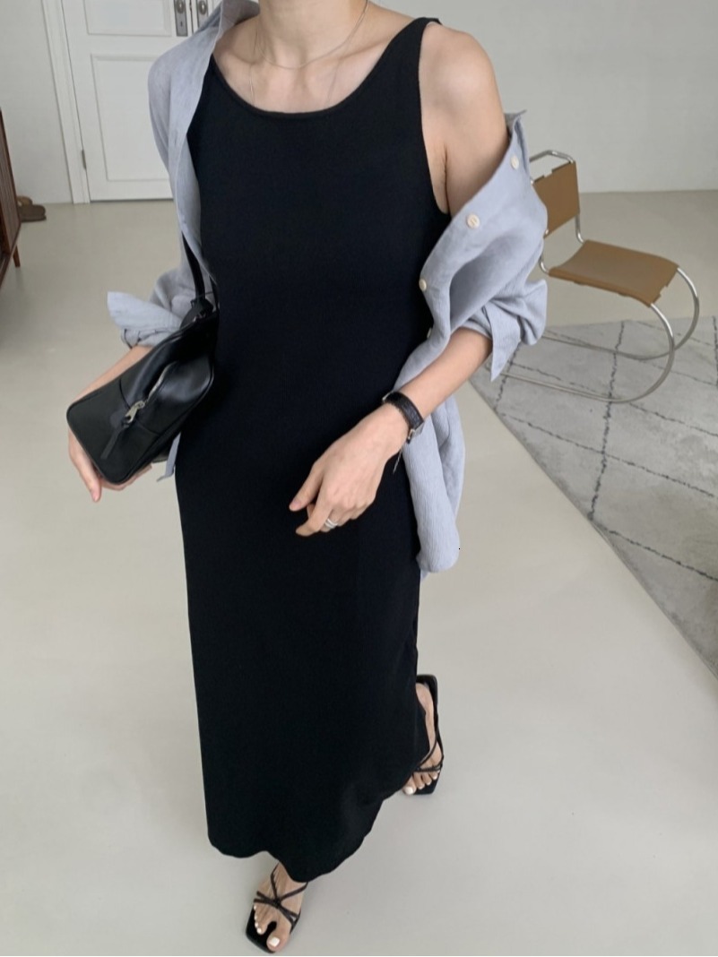 Elegant Summer New Color round Neck Sleeveless Slim Fit Knitted Vest Dress Women's Fashion Korean Style Inner Wear - view 5
