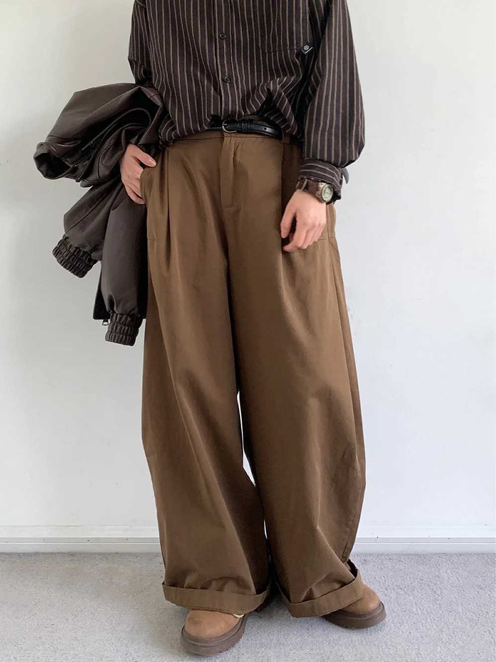 Men's Pants Japanese Style High Waist Wide Leg Pants Men's Autumn Winter Drapey Straight Cut Loose Casual Long Trousers Vintage D260924 - view 3
