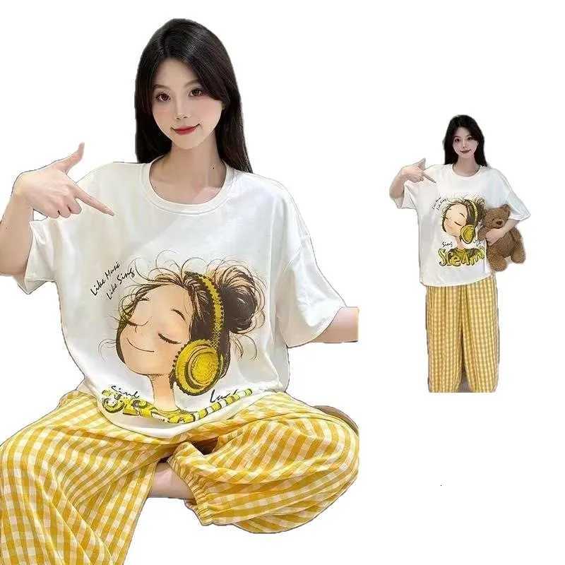 Women's Sleep Lounge Summer New Women's Short Sleeved Sleepwear Home Suit Set Cartoon Pullover Loose Lazy Style Sleepwear Home Suit Two-Piec - view 6