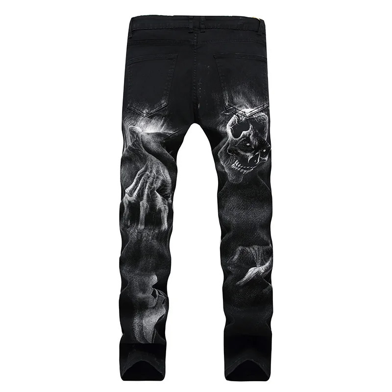 2026 Dark Streetwear Skull Print Punk Stretch Slim Y2K Jeans Pants For Men Clothing Hip Hop Cotton Long Trousers Ropa De Hombre 260923 - view 3