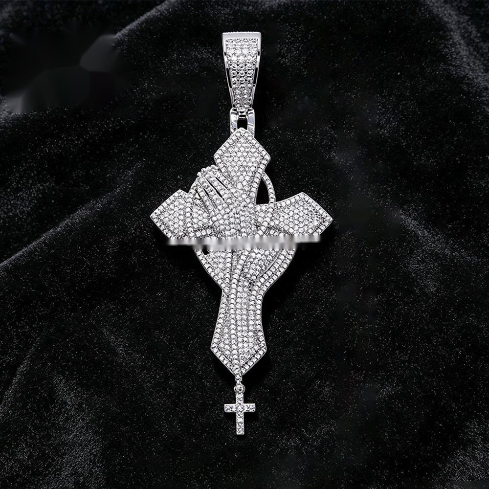 Hip-hop Style Prayer Pendant plated Made of silver Set with Grade Moissanite and Full Diamonds Unisex Hip-hop Style. - view 3