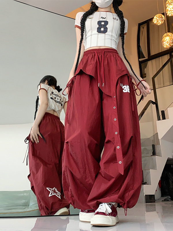 Quick Dry Jazz Dance Style Workwear Women's Autumn New Hip Hop Casual Hot Girl Sports Long Pants Asymmetrical Loo...
