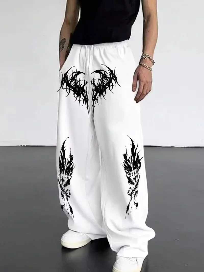 Men's Pants 2026 Fashion New Cool Dark Striped Gothic Style Loose Straight Pants Outdoor Men's and Women's Sports Street Casual Pants D