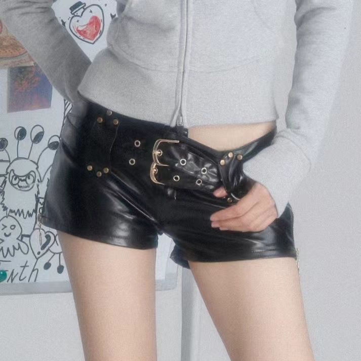 2026 New Spice Girl Y2k Retro Nightclub Sexy Low Waist Bodycon PU Leather Boots Shorts Woman - view 5