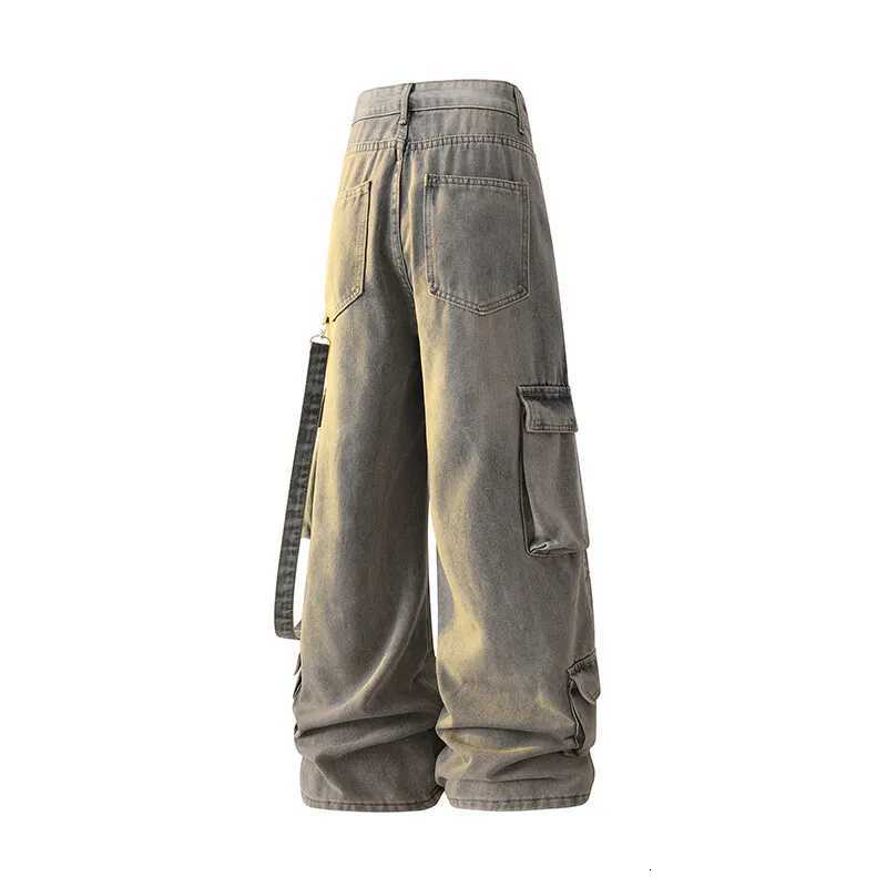 Men's Jeans Multi-poCKet Design High-street Cargo Pants Women 2025Wide-leg Washable High-waisted Jeans Baggy Trousers H260924 - view 6