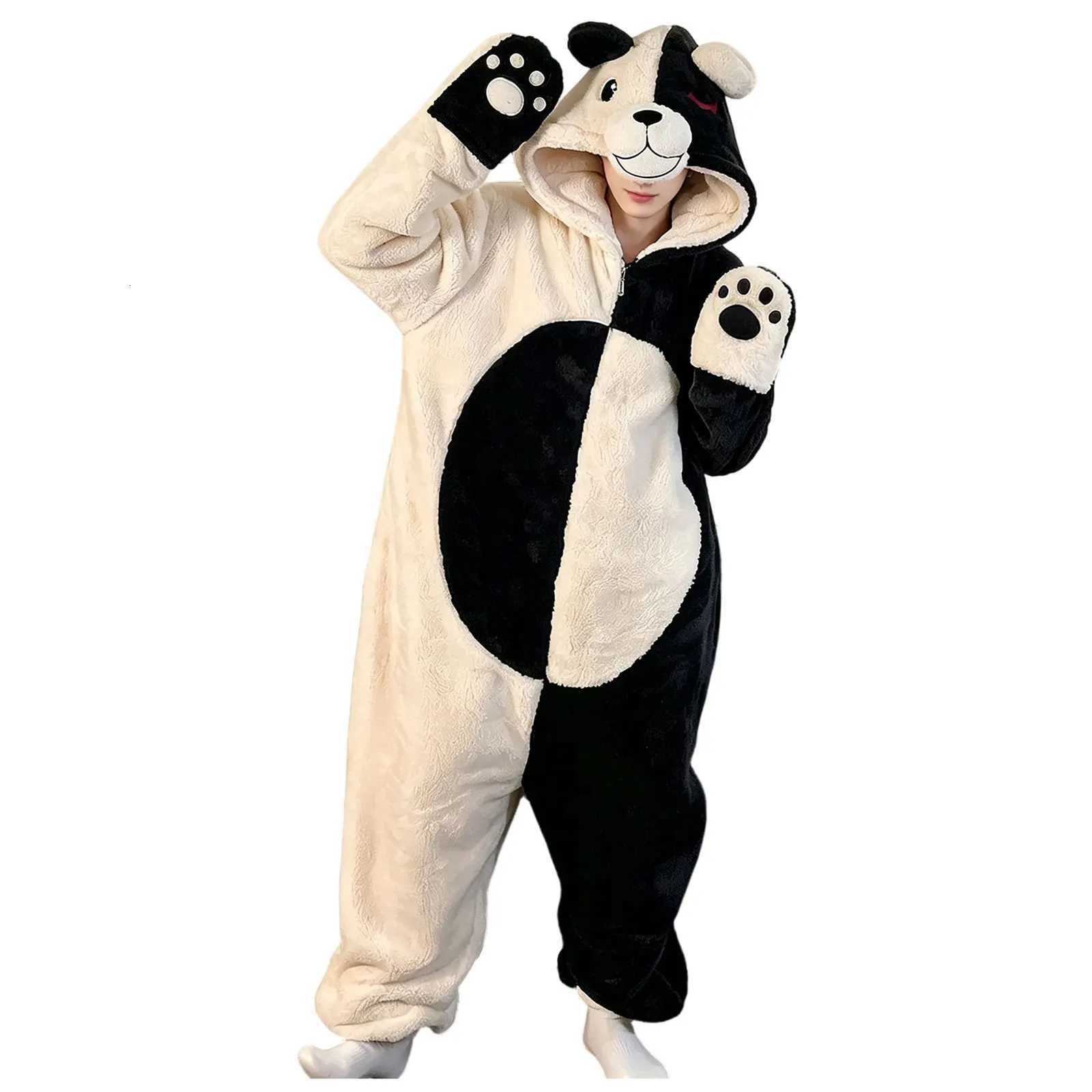 Lounge Women's Sleep Womens Cute Panda Onesie Pajamas Fleece Hooded Jumpsuit Animal Paw Printed Mittens Cosplay Costume Kigurumi Sleepwear Zip Py