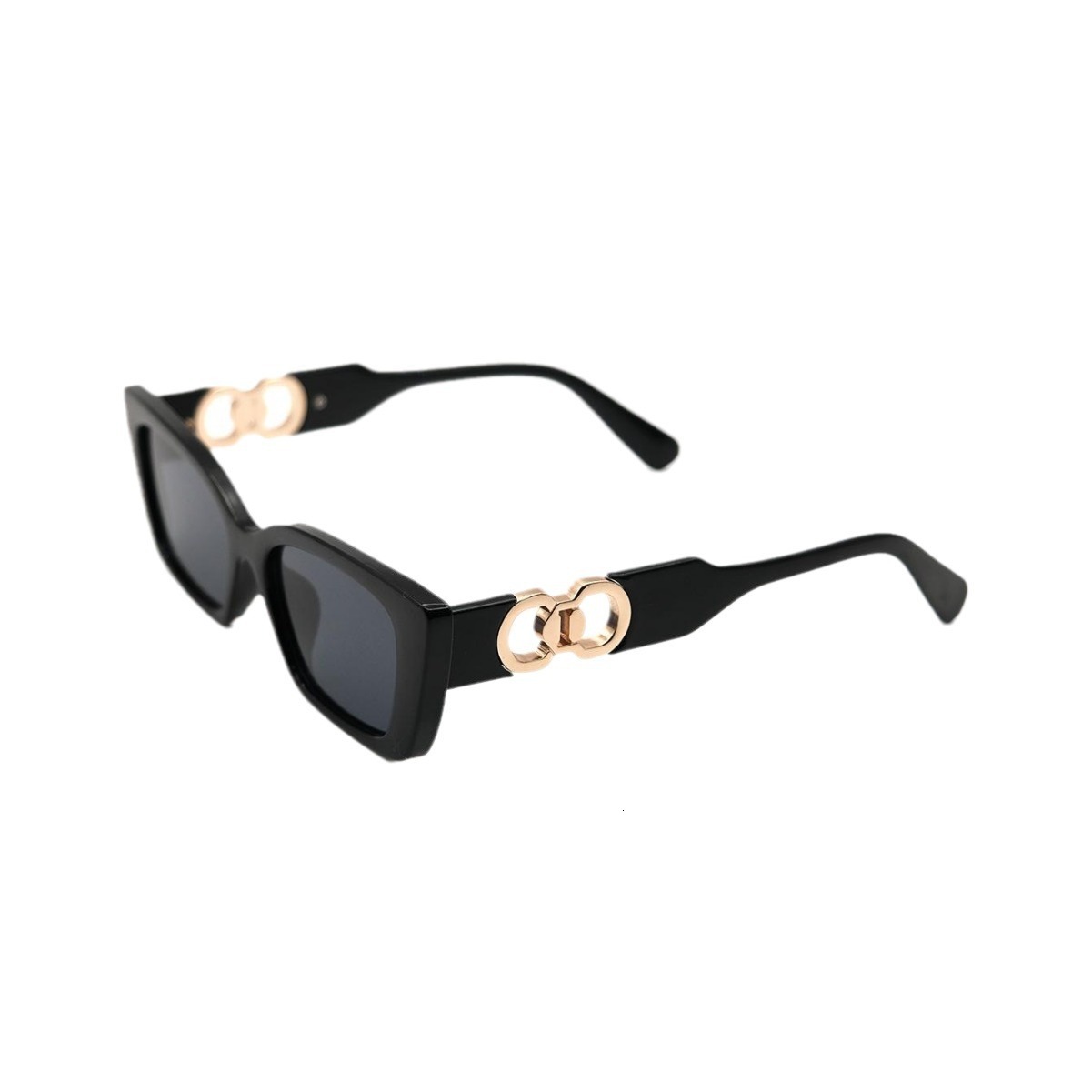 High-End Designer Sunglasses Shein Simple Small Rectangular Temple Glasses With Metal Double Ring Decoration For Beach Parties And Vacations, Fashiona - view 6