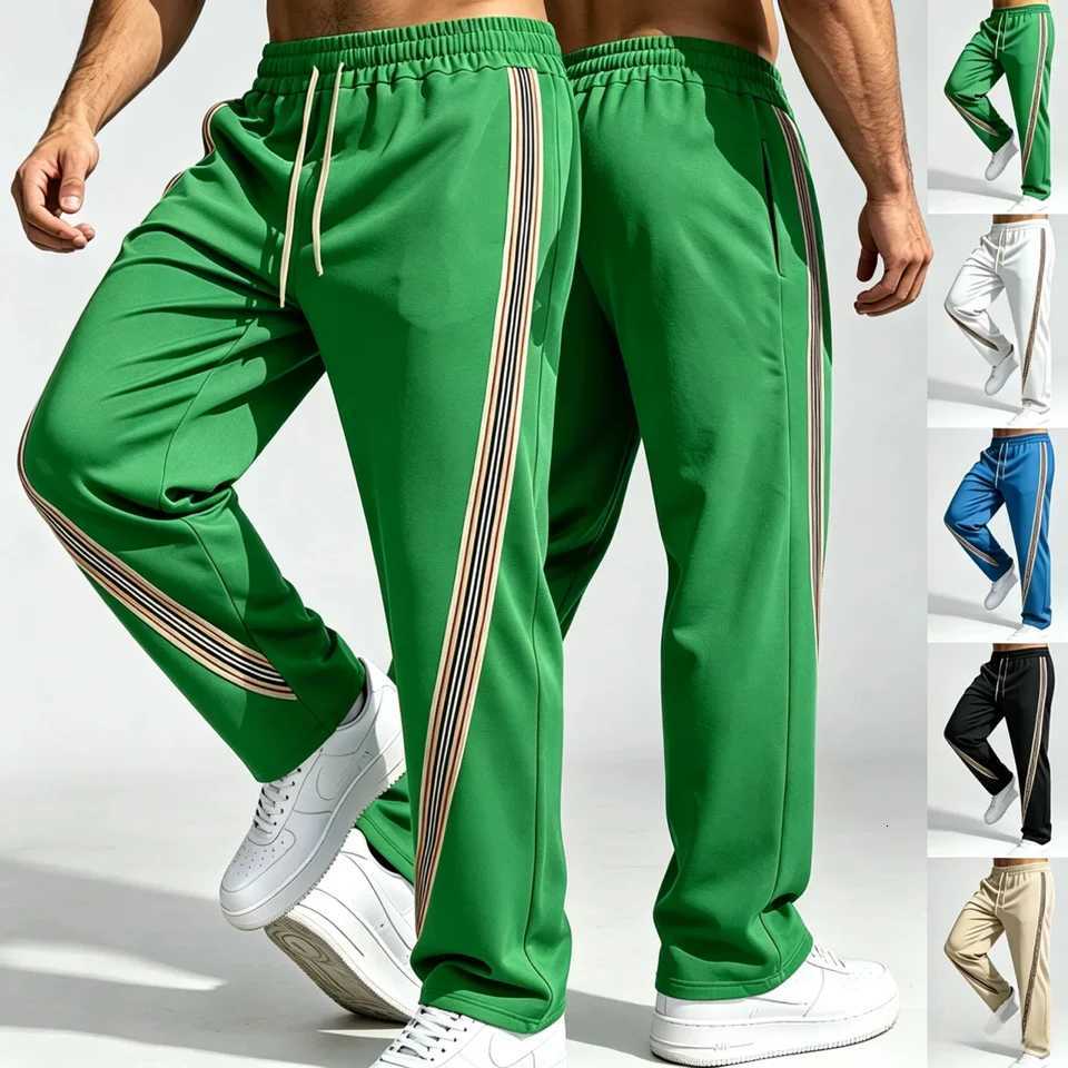 Men's Pants Men Striped Side Track Pants Elastic dr1 Waist Sweatpants Straight Leg Joggers Streetwear Loose Sport Pants Daily Workout D260924 - view 7