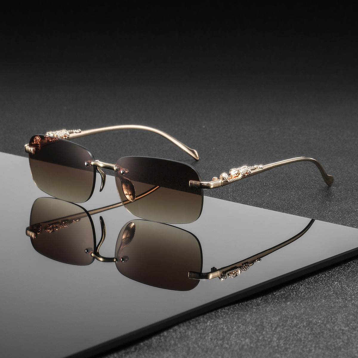 Luxury Brand Designer Sunglasses Frameless Trendy Sunglasses Uv400 Unisex European And American Fashion Sunshade Glasses - view 5