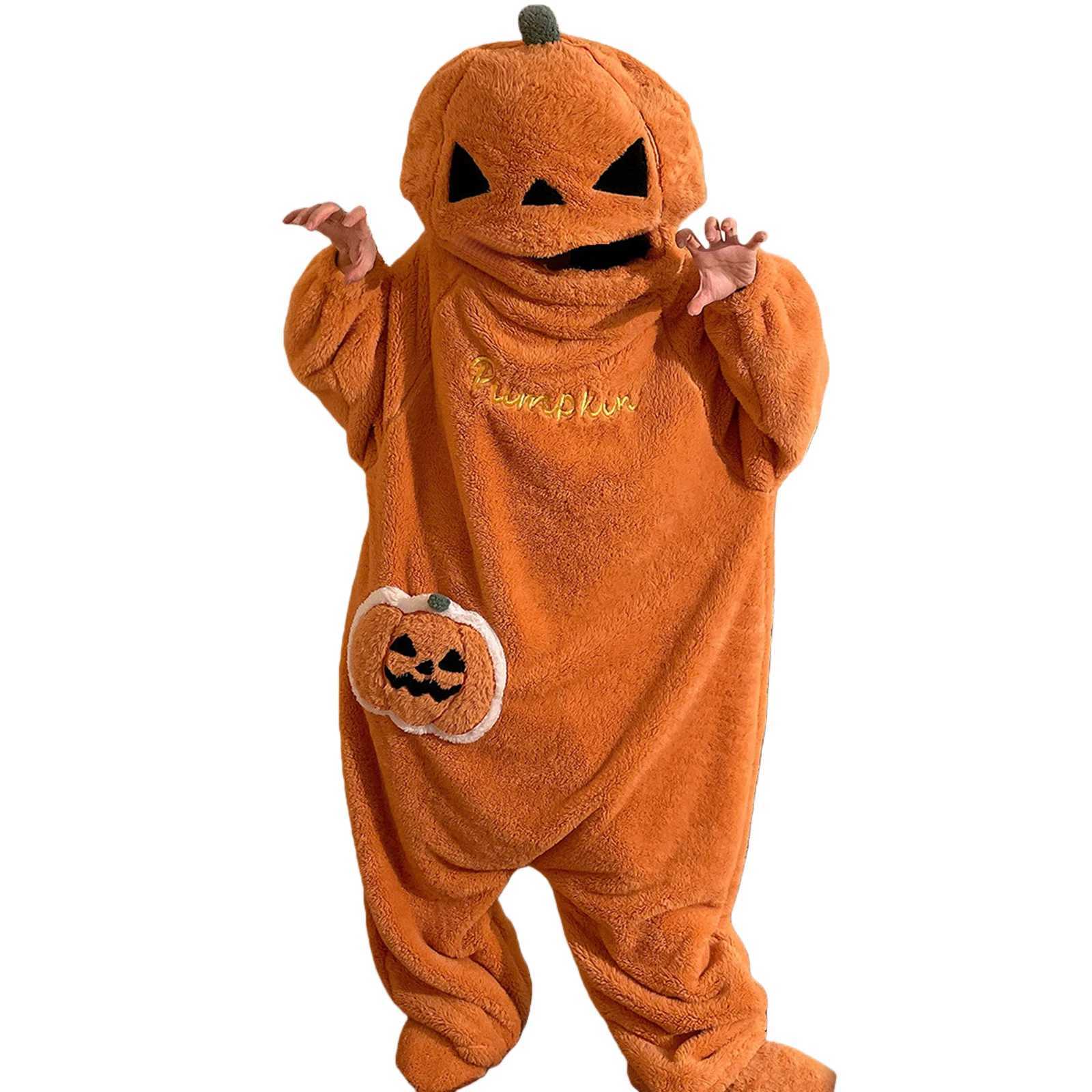 Sleep Lounge Women's Halloween Pumpkin Onesie for Women Fleece Lined Thick Warm Jumpsuit Cartoon Pajamas with ShoesC260924 - view 3