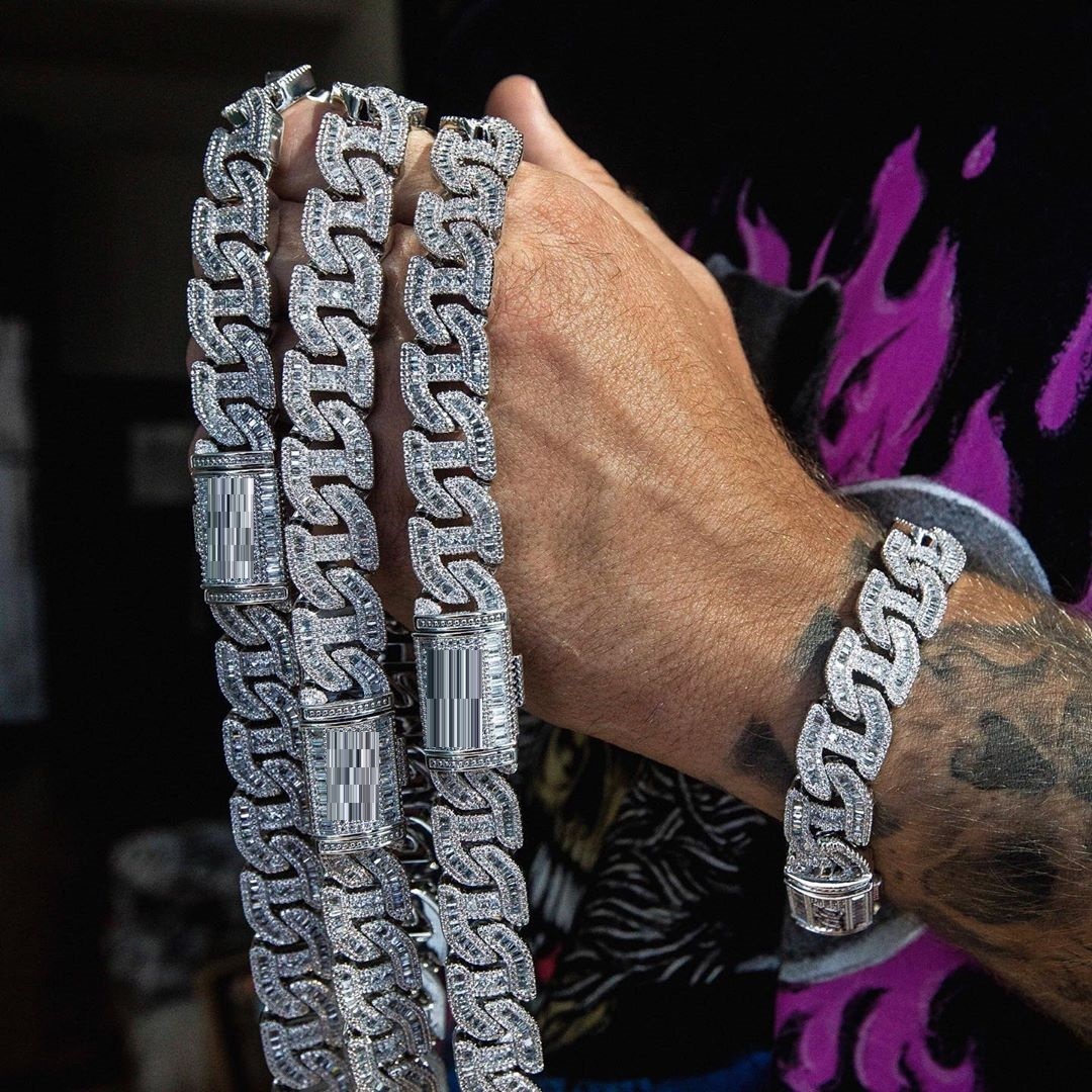 New Arrived Iced Out Bling Hip Hop Jewelry Cubic Moissaniteia Hip Hop Men Necklace - view 4