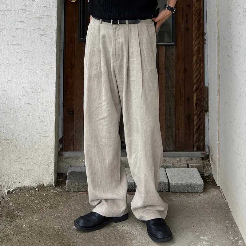 Men's Pants New Japanese Style Men Draped Wide Leg Pants Light Leisure Solid Color Straight Trousers Premium Elegant Sweatpants M-3XL D260924 - view 4