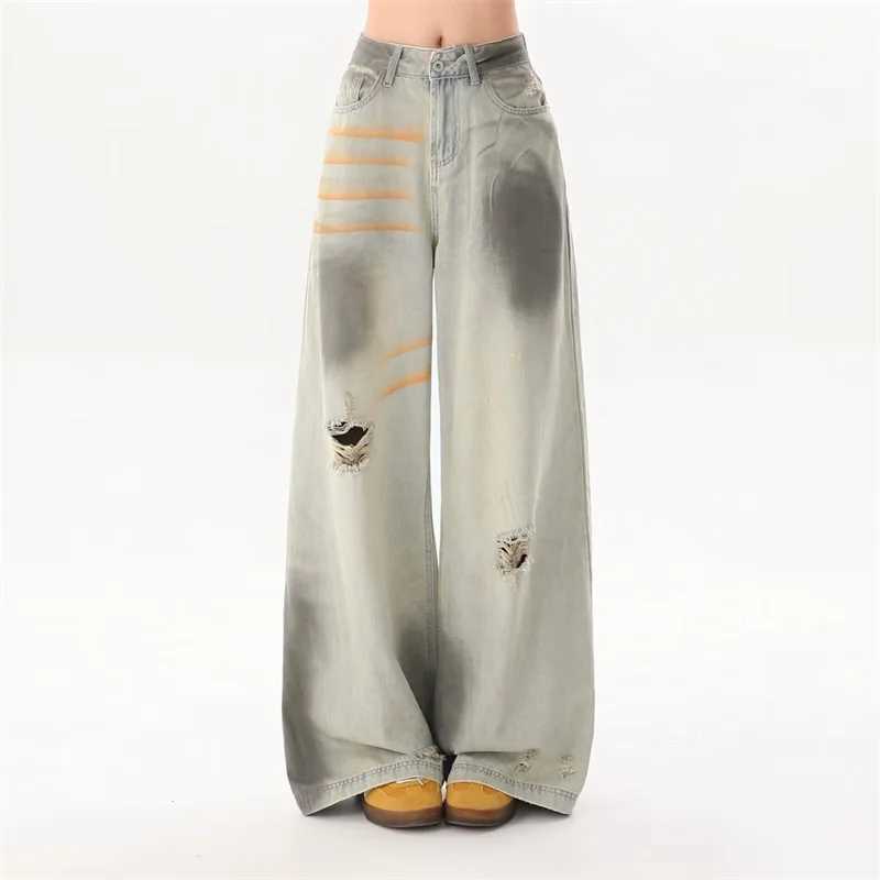 Men's Jeans Spring Men's Vintage Distressed Straight-leg Jeans Hip Hop Fashion Ripped Baggy Denim Pants 2026 New Casual Y2K Streetwear Jean  - view 5
